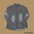 Vintage Angelo Litrico Slim Fit Denim Shirt Charcoal Grey XXL