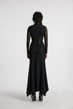 Punk Rave Seraphine Spinal Lace Panel Maxi Dress in Black