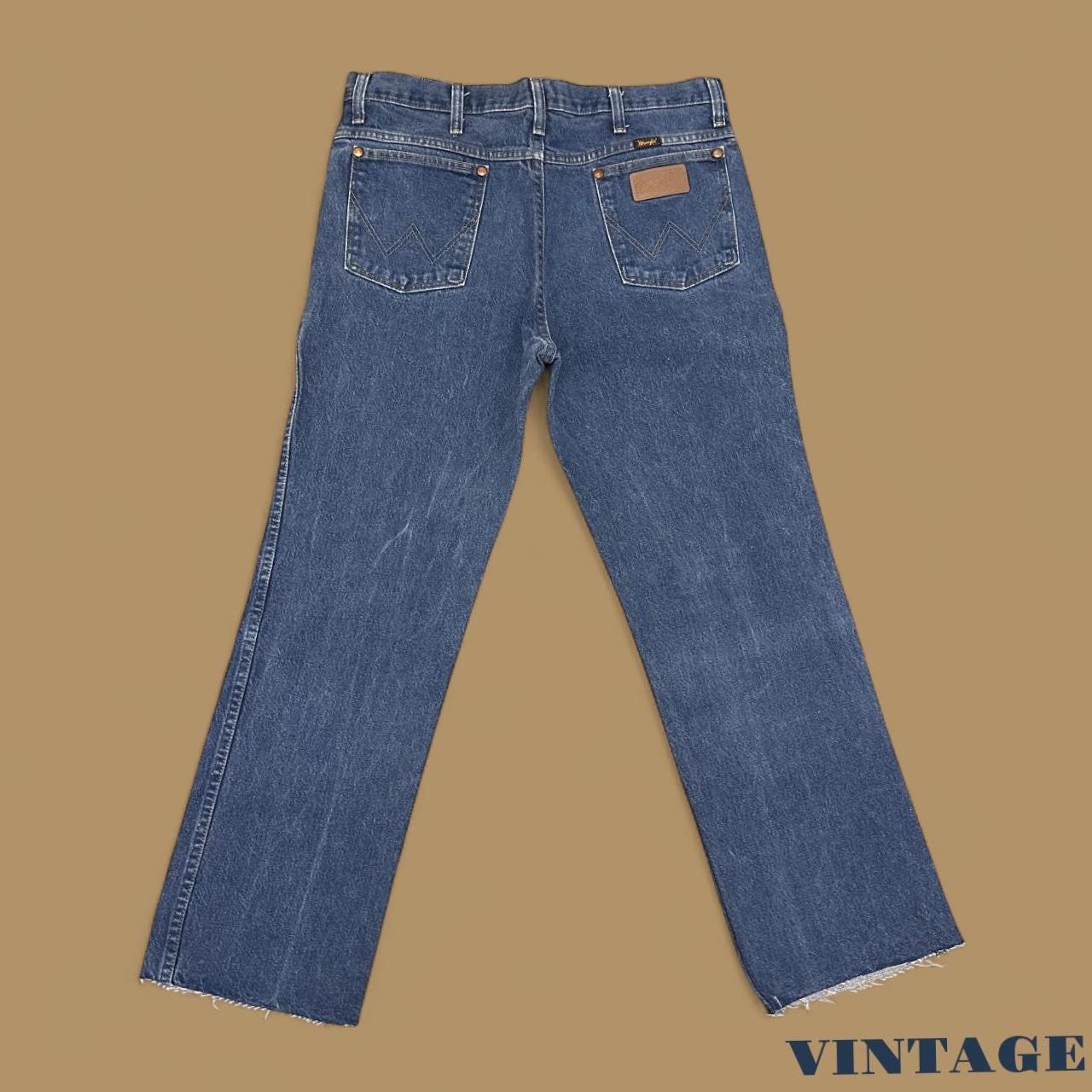 Vintage Wrangler USA Raw Hem Straight Leg Ankle Jeans Mid Blue W34 L29