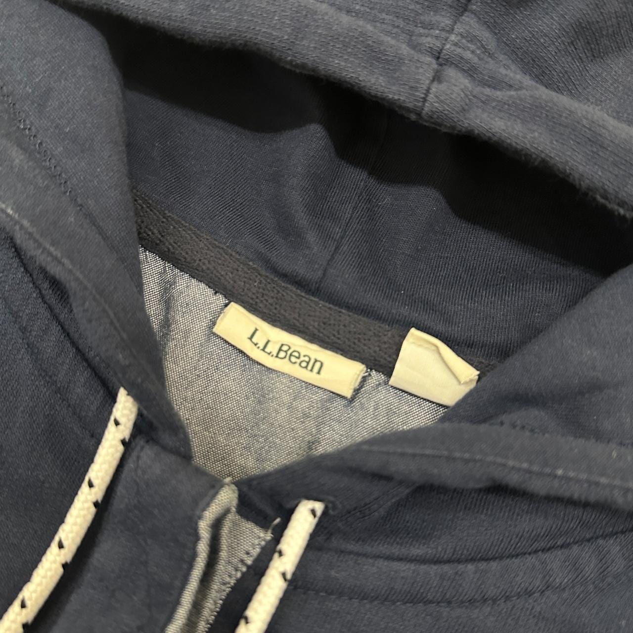 Vintage L.L.Bean Button Neck Hoodie Navy Blue Large
