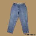 Vintage 90s Lee Elastic Waist Tapered Leg Mom Jeans Mid Blue W33 L30