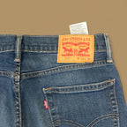 Vintage Levi&#39;s 513 Slim Straight Raw Hem Cropped Jeans Dark Blue W29 L26