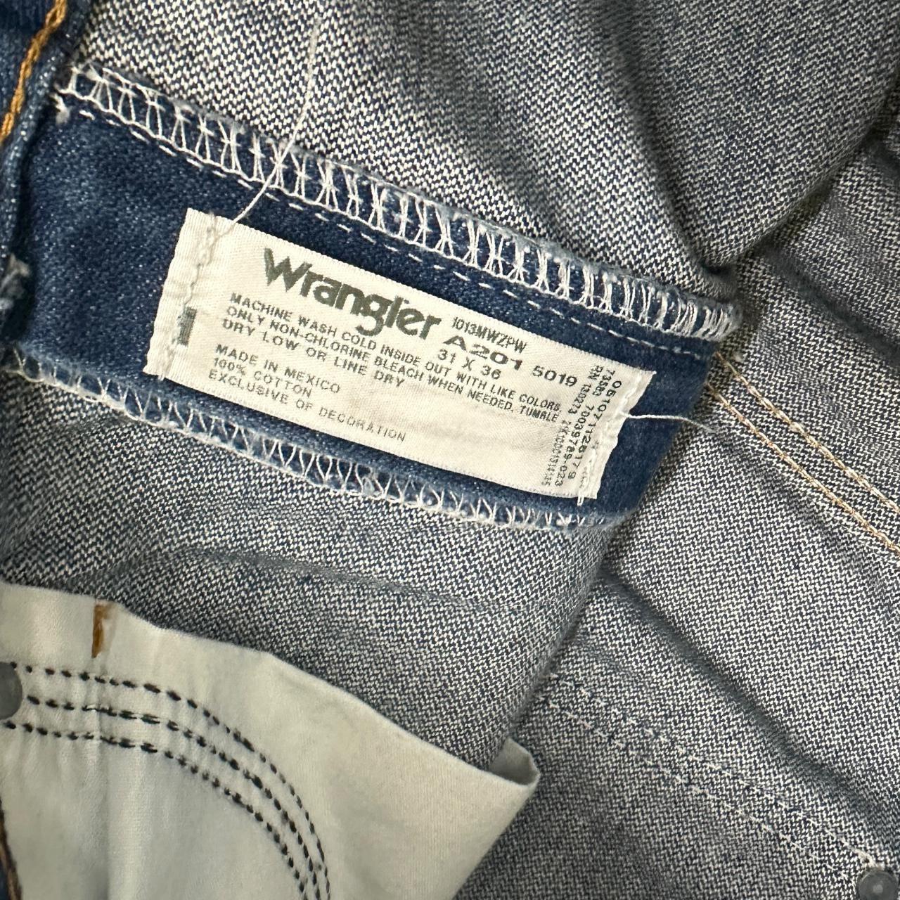 Vintage Wrangler Distressed Straight Leg Raw Hem Ankle Jeans Dark Blue W31 L25