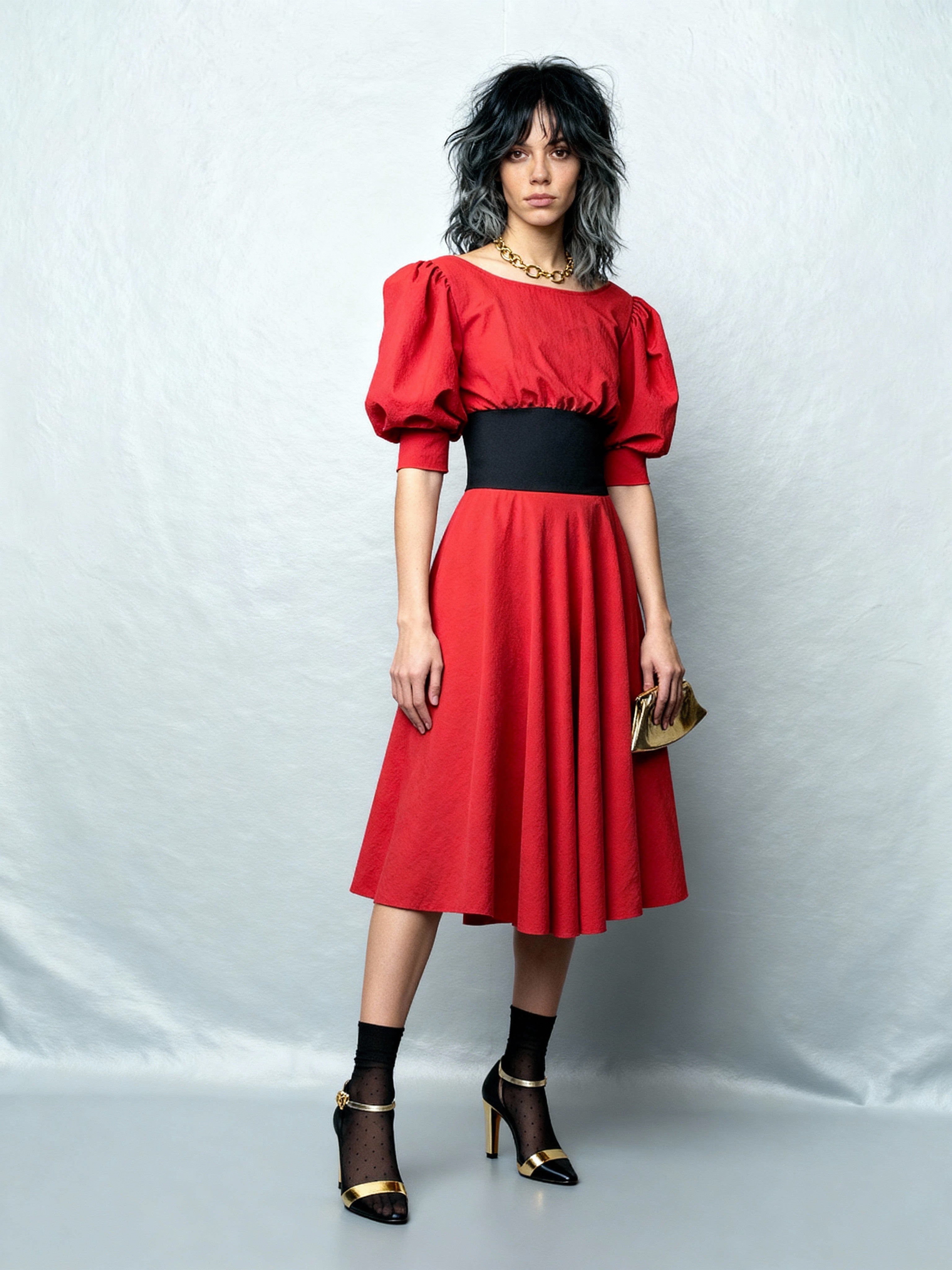 Stunning Original 1980's Vintage Zandra Rhodes Bright Red Dress UK 10 - 12