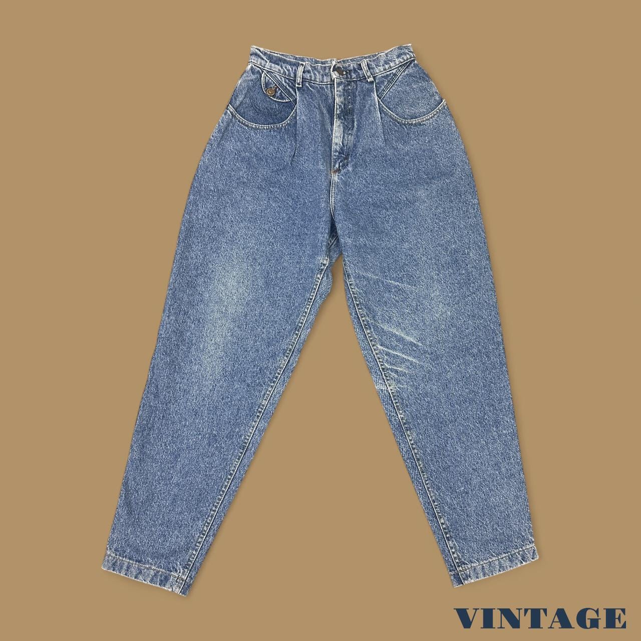 Vintage 80s Lee Tapered Leg Pleated Mom Jeans Mid Blue W28 L30