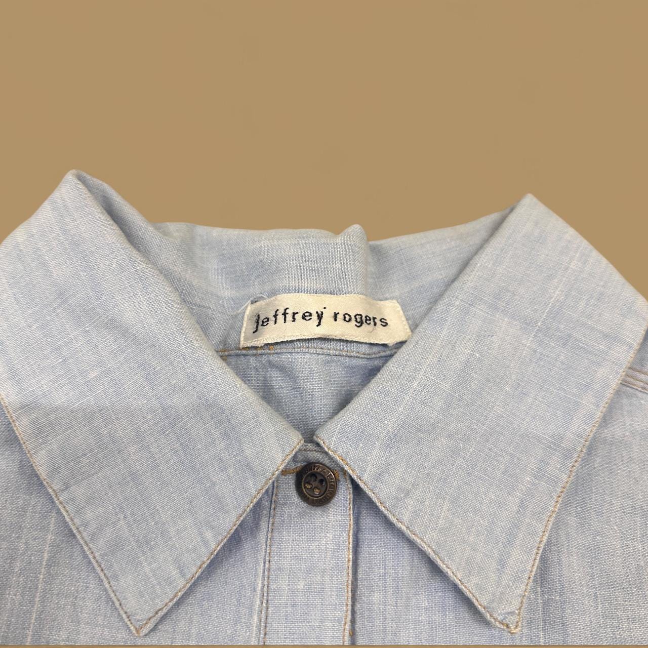 Vintage 80s Jeffery Rogers Western Denim Shirt Light Blue XL