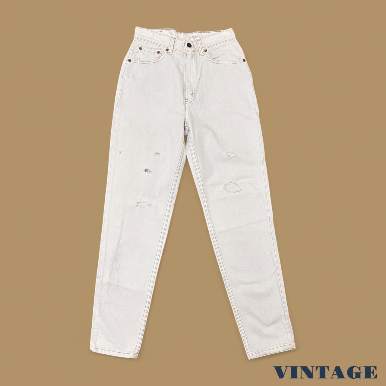 Vintage 80s Levi's 521 USA Made Distressed Tapered Mom Jeans White W28 L30