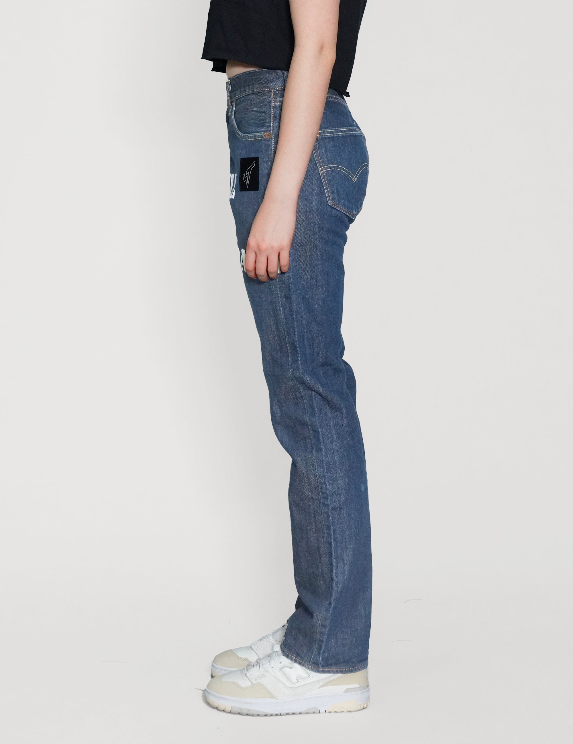 'Love Will Tear Us Apart' Jeans in Blue