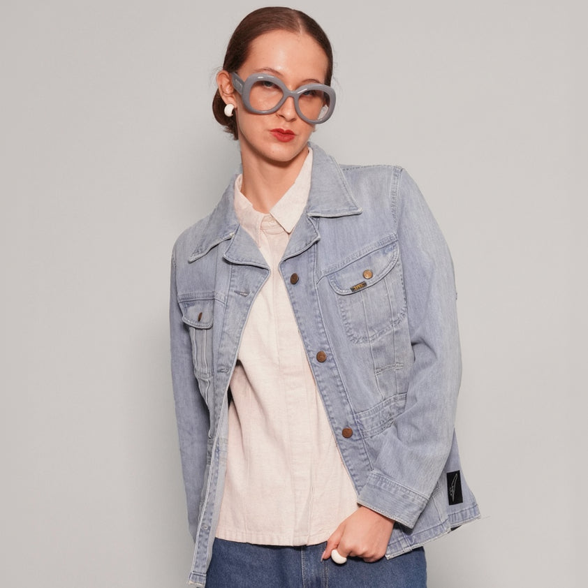 Vintage 70s Lee Denim Jacket Light Blue Large