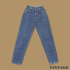 Vintage 90s Lee Elastic Waist Tapered Leg Mom Jeans Mid Blue W26 L32