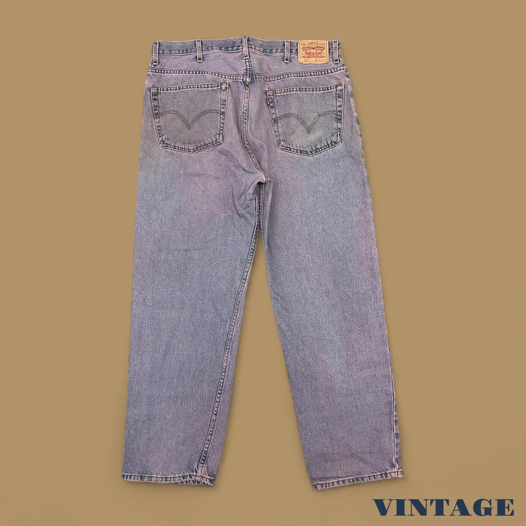 Vintage Levi&#39;s 550 Relaxed Straight Leg Jeans Pink/Blue W40 L32