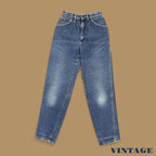 Vintage 90&#39;s Lee Tapered Leg Mom Jeans Pleated Mid Blue W26 L30