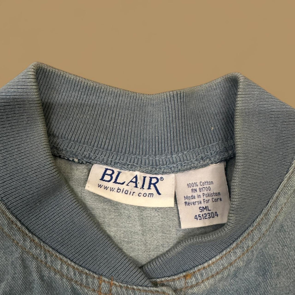 Vintage Blair Denim Bomber Jacket Light Blue Small