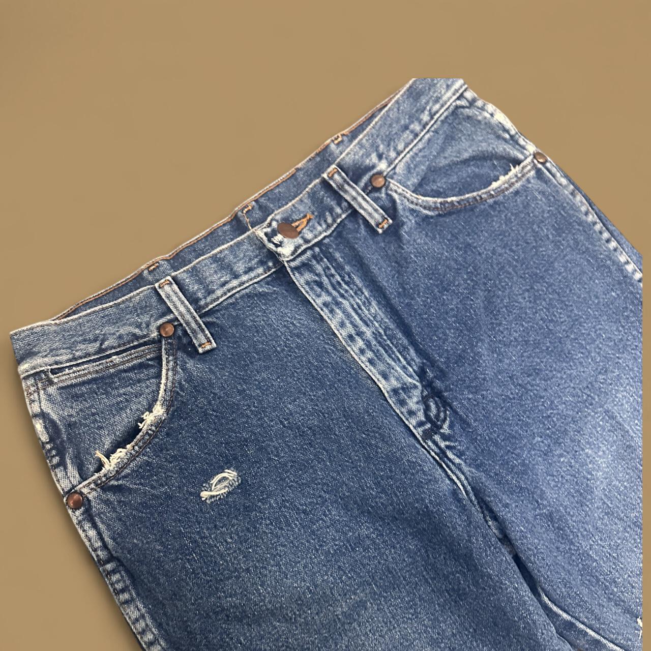 Vintage Wrangler USA Custom Bird Patched Straight Leg Jeans Mid Blue W32 L30