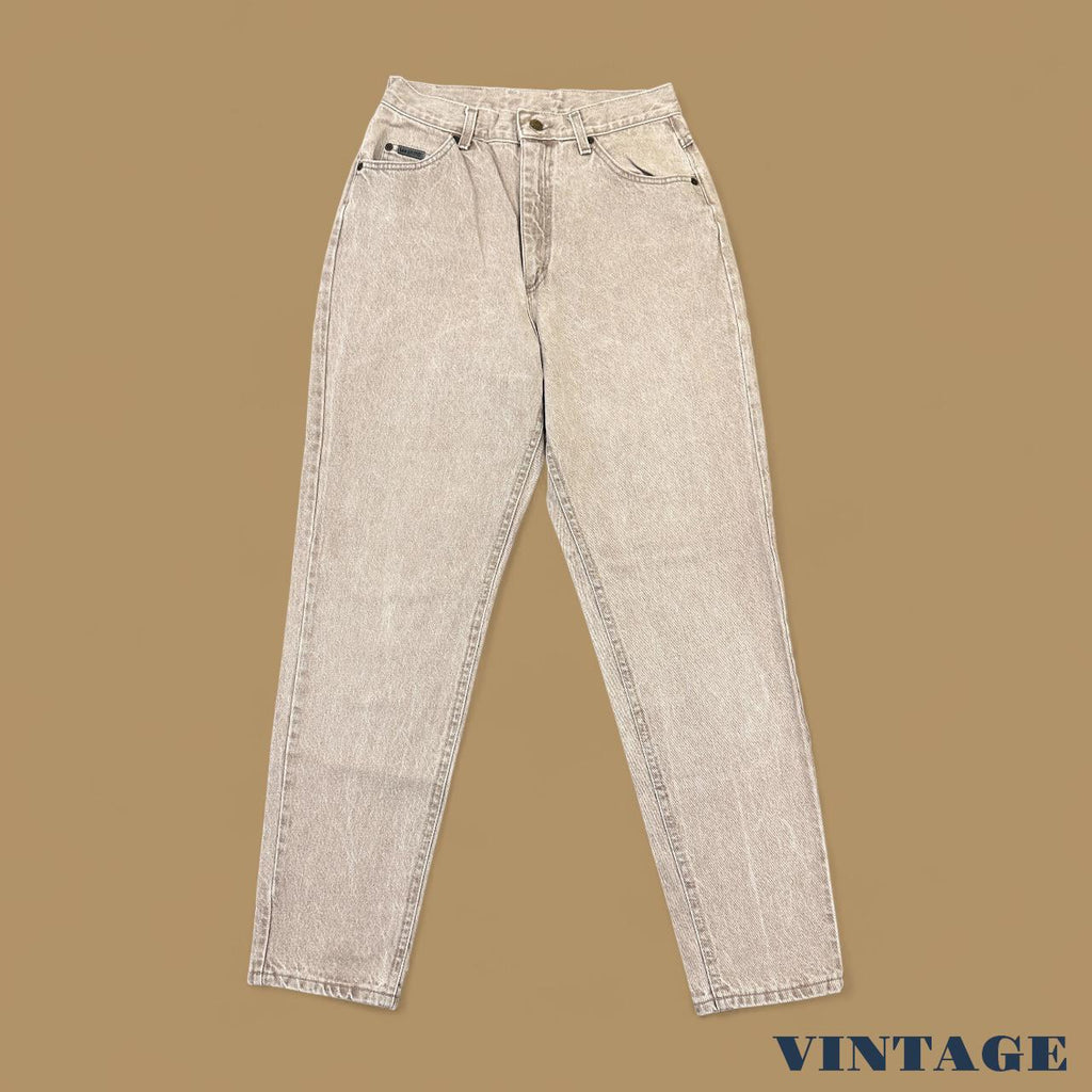 Vintage 90s Lee Tapered Leg Mom Jeans Beige W28 L30