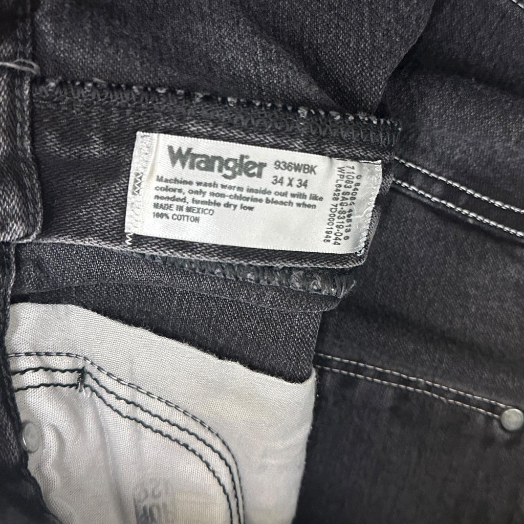 Vintage Wrangler Raw Hem Ankle Jeans Charcoal Black W34 L33