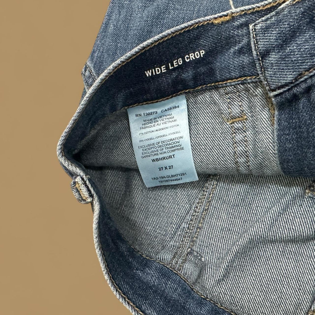 Vintage Wrangler Wide Leg Crop Cargo Baggy Jeans Dark Blue W27 L27