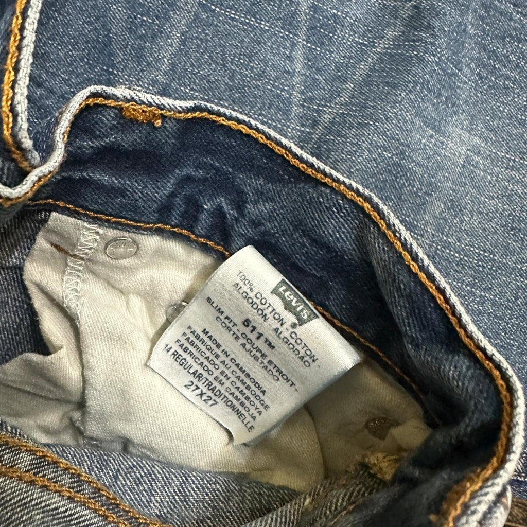 Vintage Levi's 511 Slim Straight Leg Boyfriend Jeans Dark Blue W27 L27