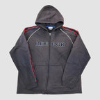 Vintage 90s Reebok Zip Up Logo Hoodie Navy Blue Large