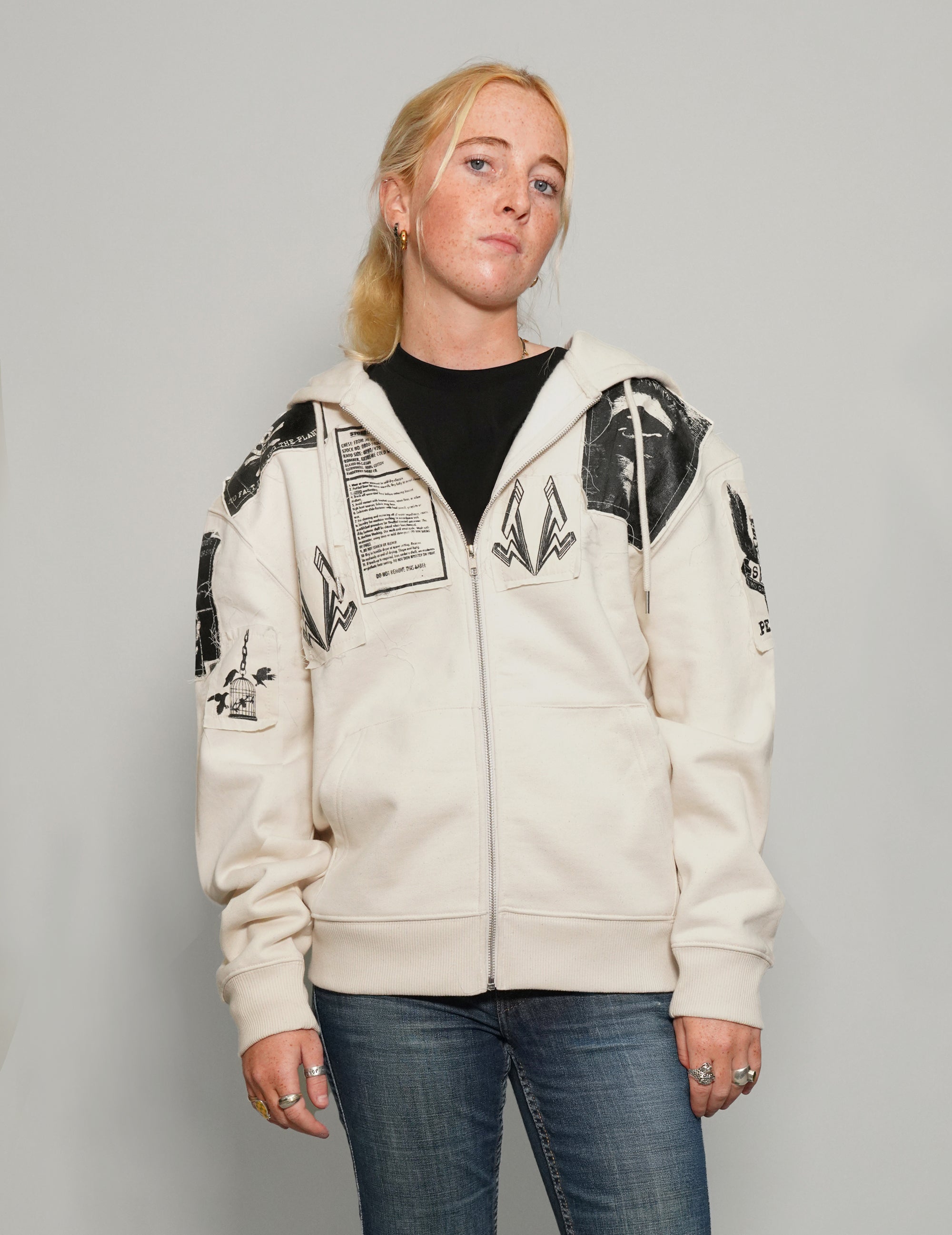 ST Multipatch Zip Hoodie in Ecru