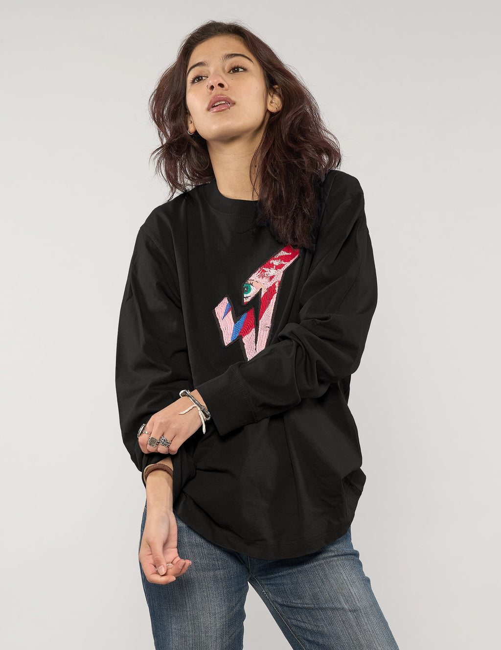 ST Aladdin Sane Long Sleeve Logo Tee in Black