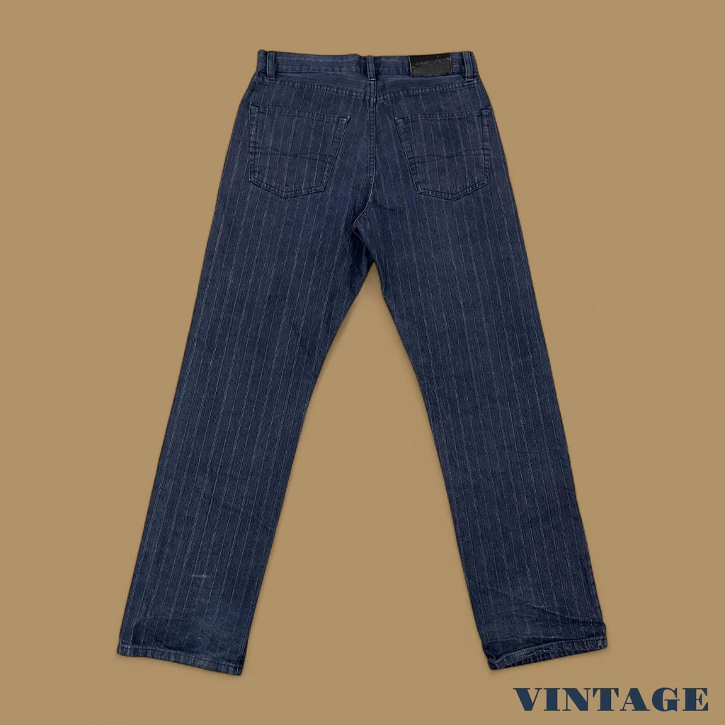 Vintage Hugo Boss Montana Straight Pinstripe Jeans Dark Blue W32 L32