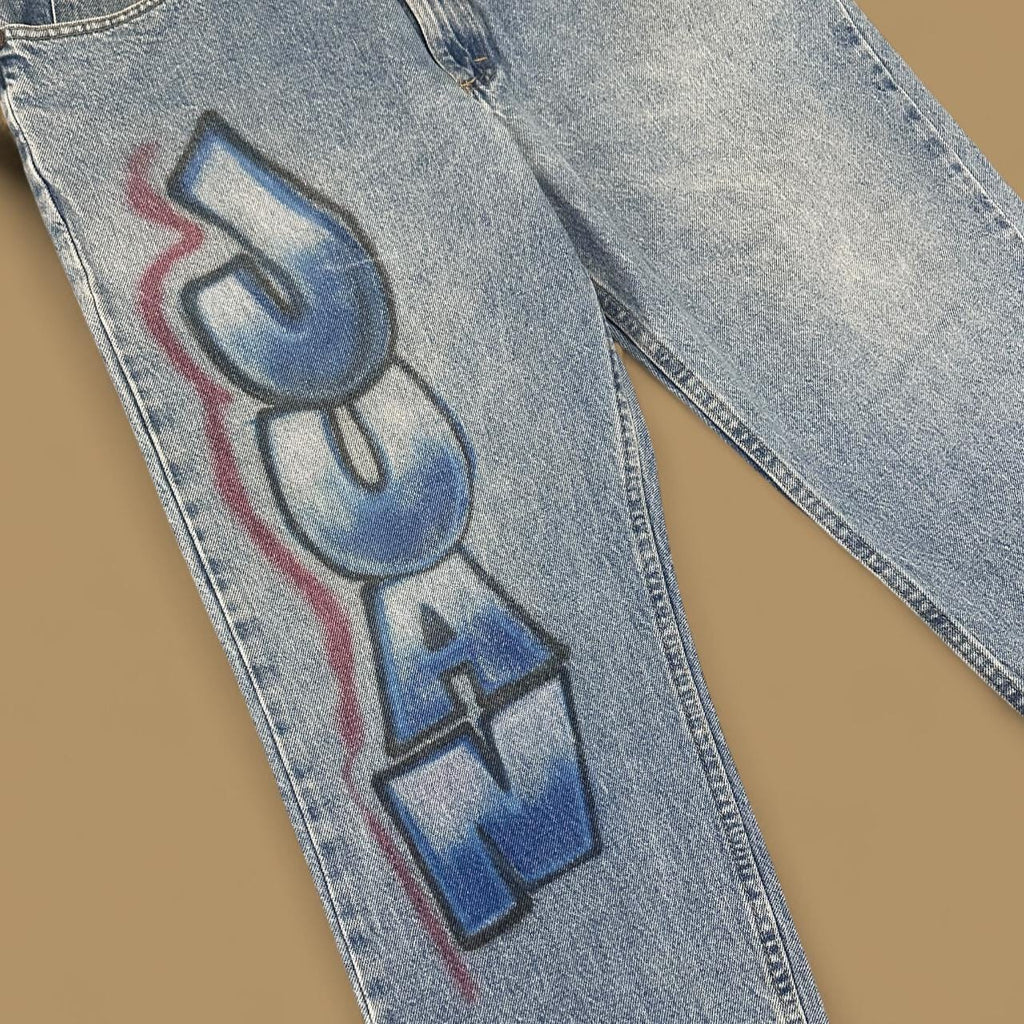 Vintage Lee Straight Leg Custom Juan Jeans Light Blue W40 L32