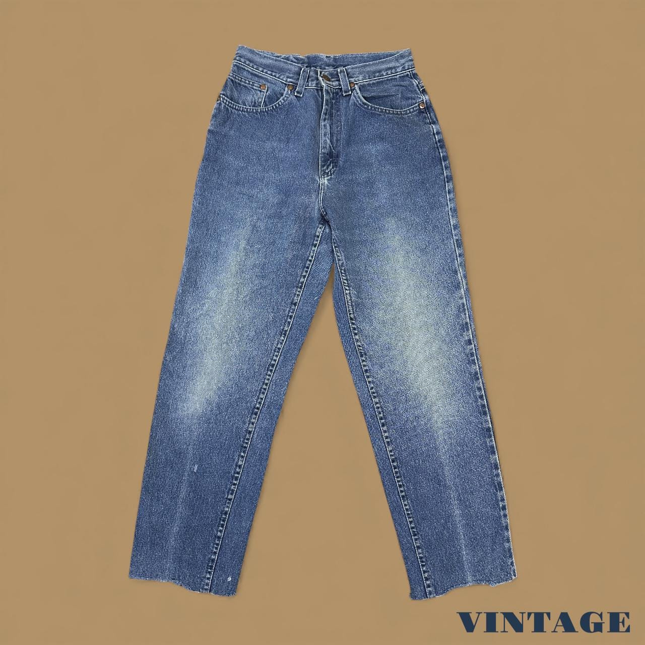 Vintage 90's Lee Baggy Tapered Raw Hem Jeans Dark Blue W26 L28