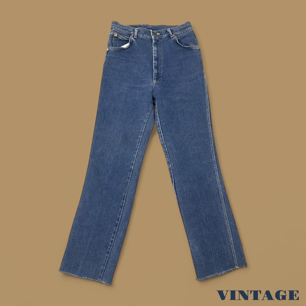 Vintage Lee Straight Leg Raw Hem Boyfriend Jeans Dark Blue W29 L32