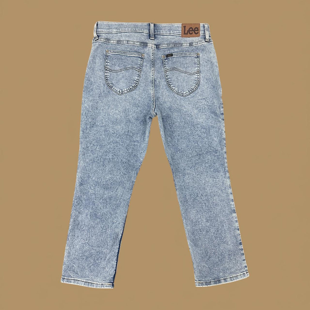 Vintage Lee Straight Leg Boyfriend Jeans Light Blue Acid Wash W36 L25