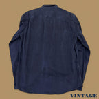 Vintage Y2k Angelo Litrico Slim Fit Patch Denim Shirt Navy Blue Medium
