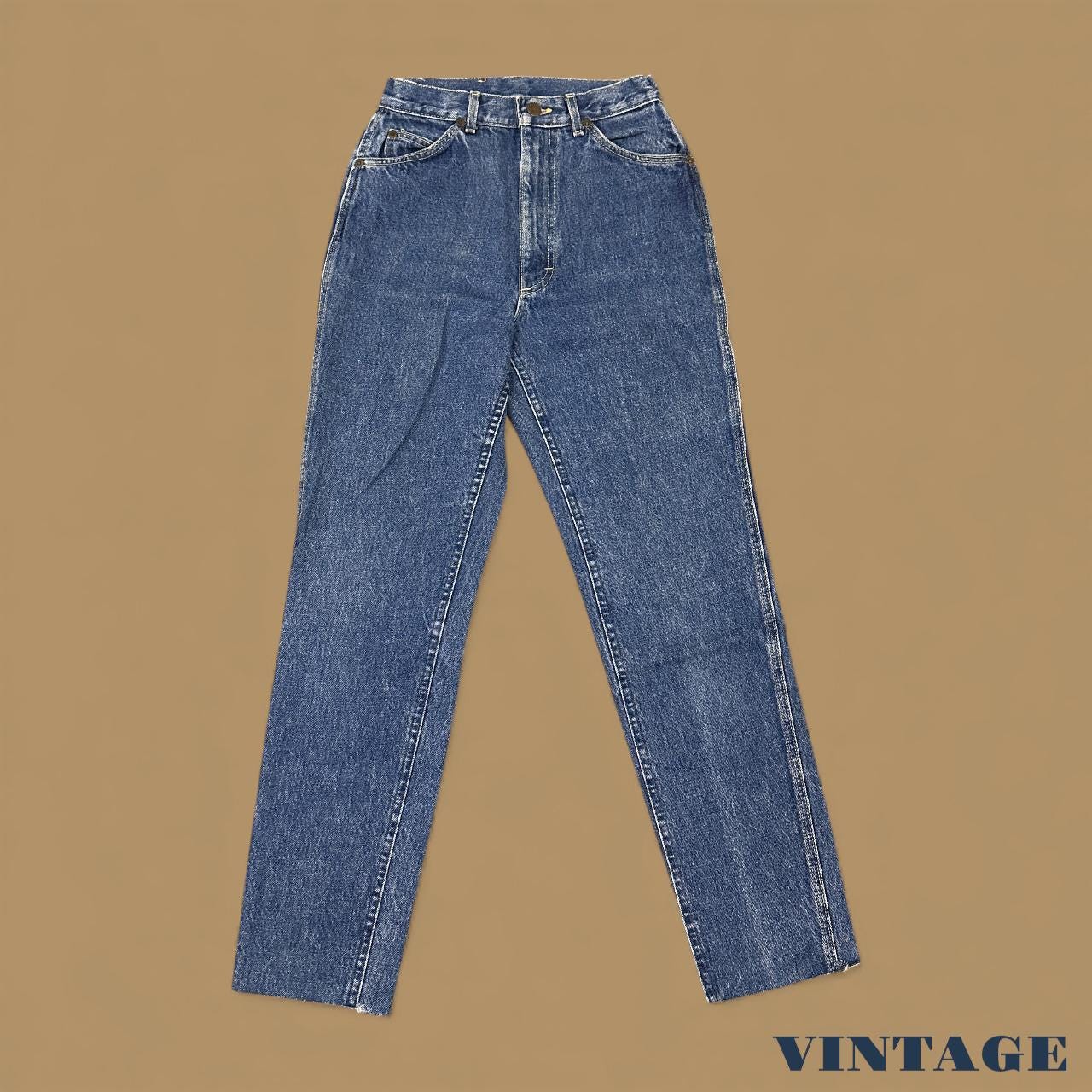 Vintage Lee Straight Leg Raw Hem Boyfriend Jeans Dark Blue W25 L29