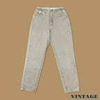 Vintage 90s Lee Elastic Waist Tapered Leg Mom Jeans Beige/Grey W28 L30