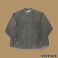 Vintage John F.Gee Plain Denim Shirt Charcoal Black XXL