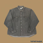 Vintage John F.Gee Plain Denim Shirt Charcoal Black XXL
