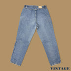 Vintage 90s Lee Elastic Waist Tapered Leg Mom Jeans Light Blue W31 L28