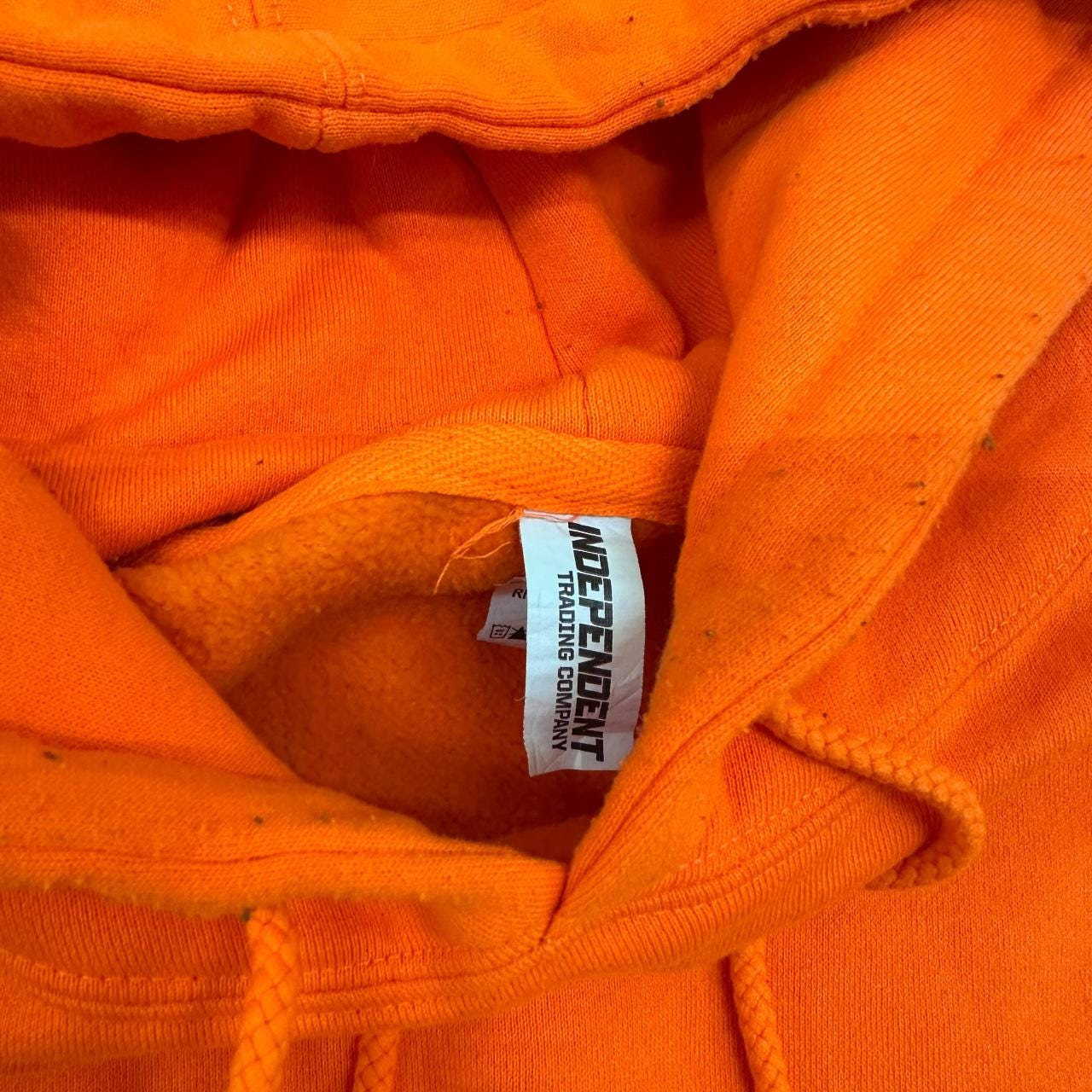 Vintage Precision Contractors Graphic Print Hoodie Neon Orange Large