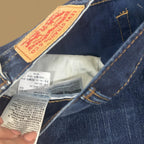 Vintage Levi&#39;s 511 Slim Straight Leg Cropped Jeans Raw Hem Dark Blue W42 L26