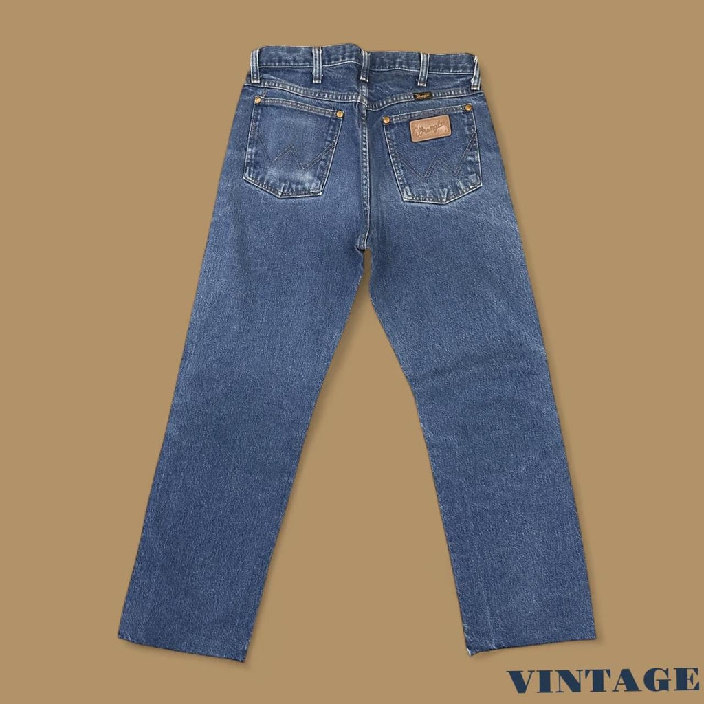 Vintage Wrangler USA Raw Hem Straight Leg Skater Jeans Mid Blue W31 L28