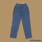 Vintage 90s Lee Elastic Waist Tapered Leg Mom Jeans Dark Blue W27 L32
