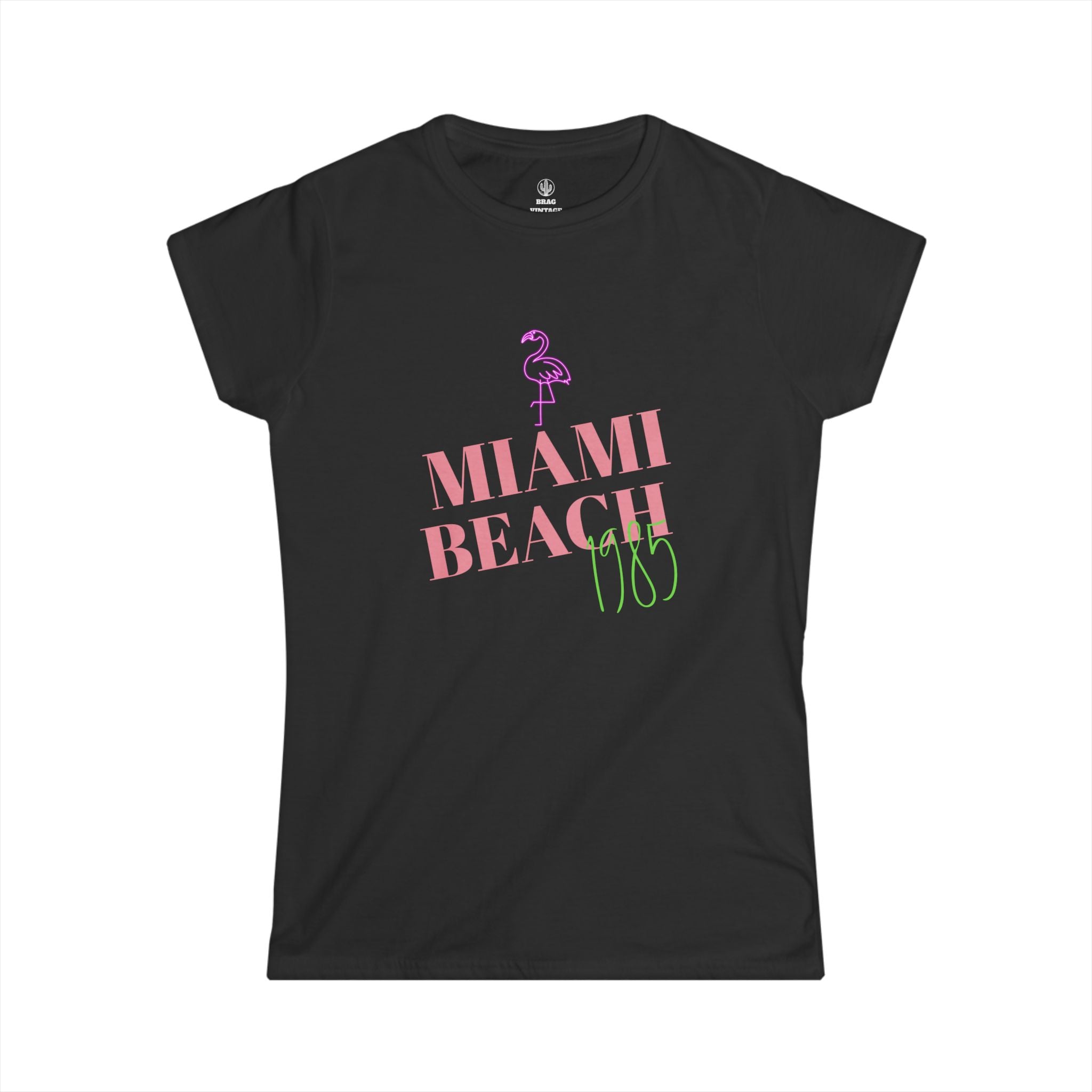 Brag Vintage Miami Beach Fitted T-Shirt Black Black
