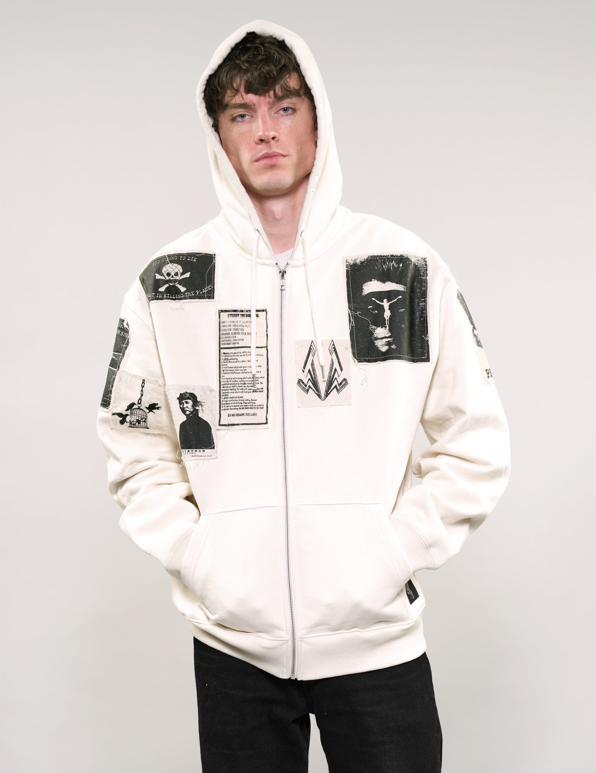 ST Multipatch Zip Hoodie in Ecru