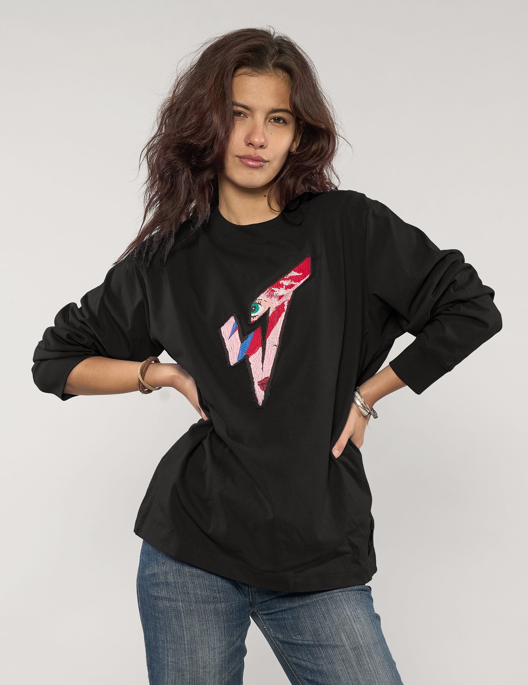 ST Aladdin Sane Long Sleeve Logo Tee in Black