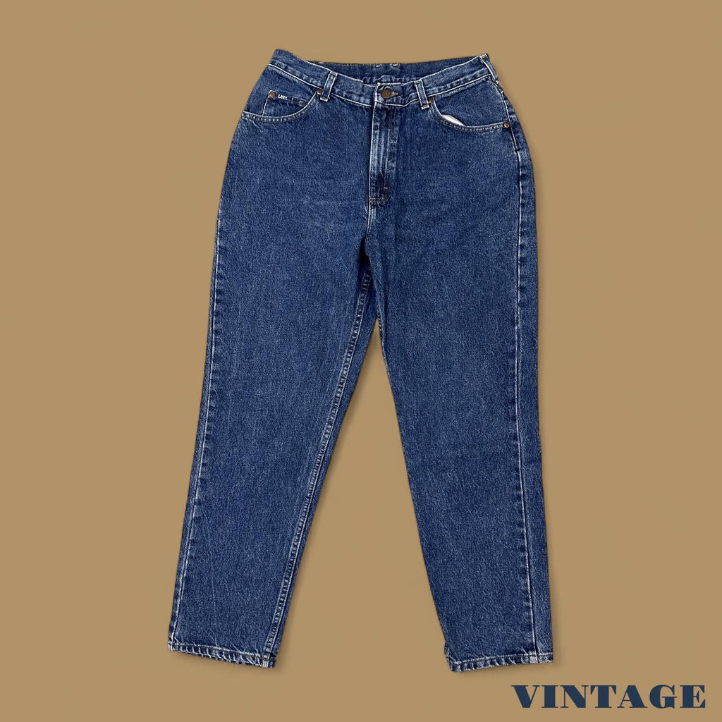 Vintage 90&#39;s Lee Tapered Leg Mom Jeans Dark Blue W32 L29