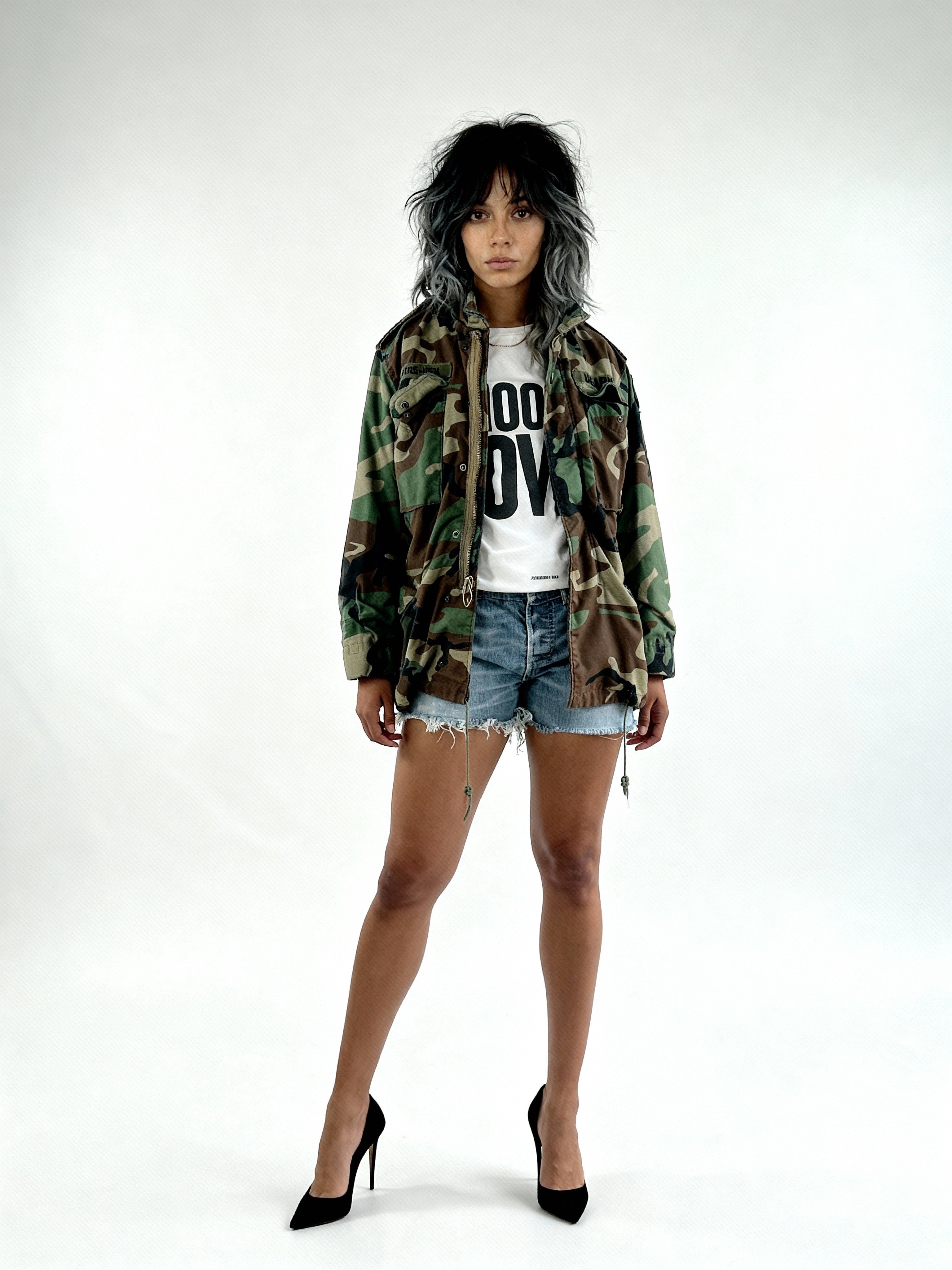 Original Vintage US Army M65 Camouflage Jacket UK 8 - 14