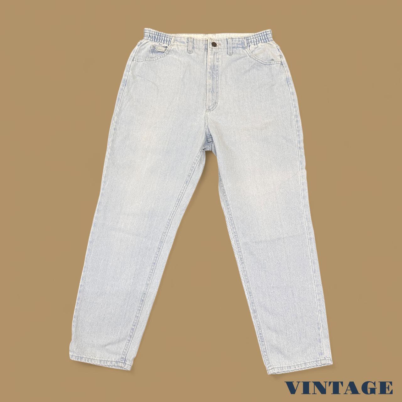 Vintage 90s Lee Elastic Waist Tapered Leg Mom Jeans Light Blue W32 L28