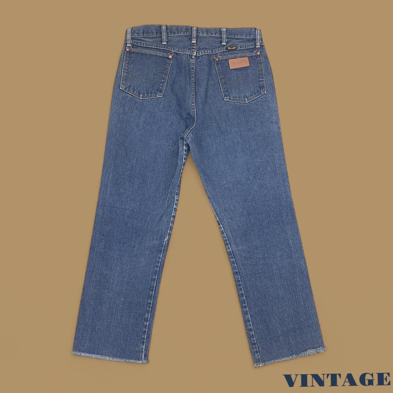 Vintage Wrangler USA Made Raw Hem Straight Leg Ankle Jeans Mid Blue W34 L28