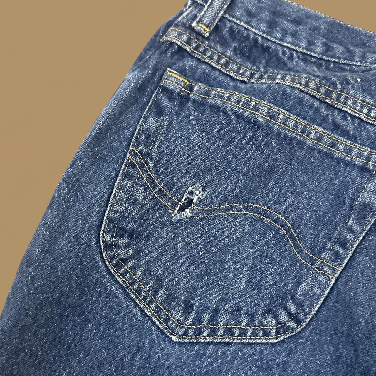 Vintage Lee Distressed Straight Leg Jeans Dark Blue W33 L29