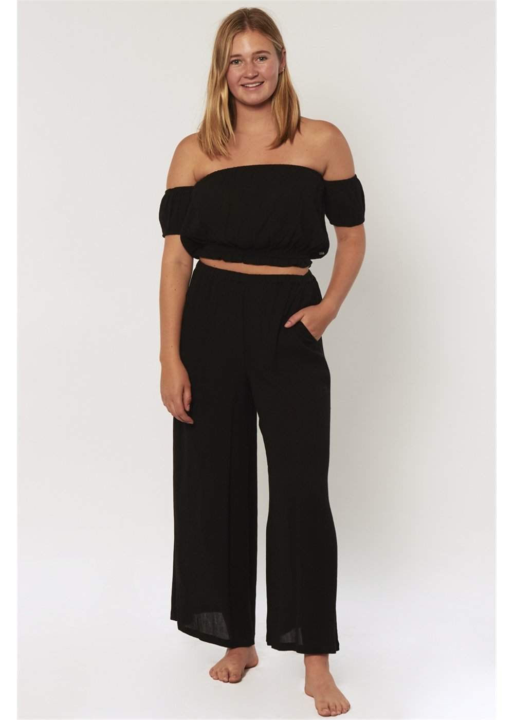 Sisstrevolution Paradise Palms S/S Wvn Top Black