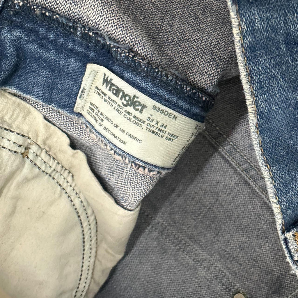 Vintage Wrangler USA Raw Hem Straight Leg Skater Jeans Mid Blue W33 L30